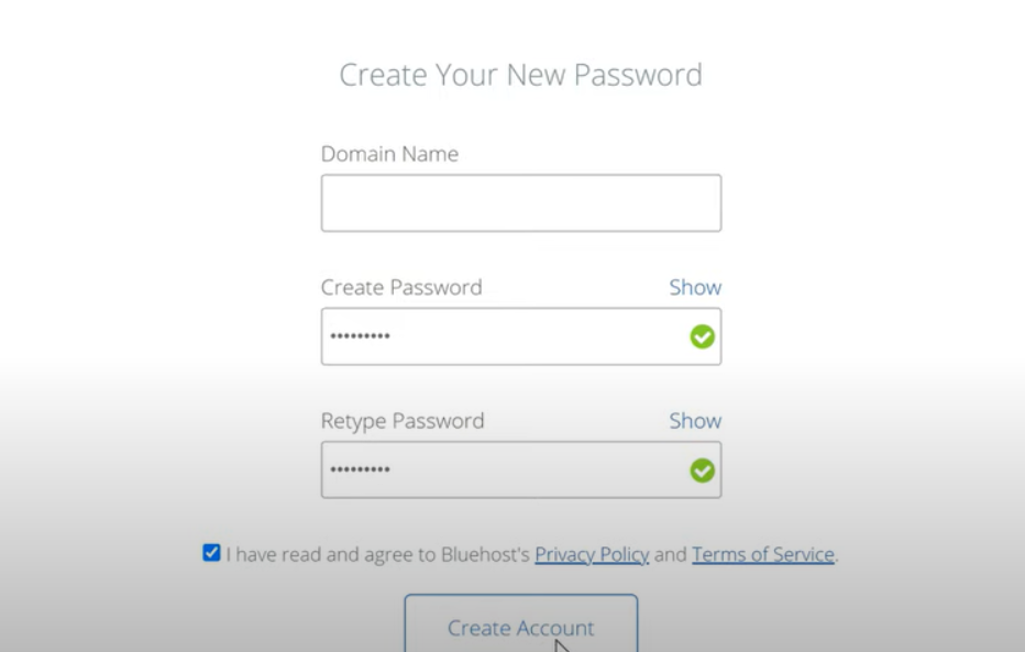 password Bluehost